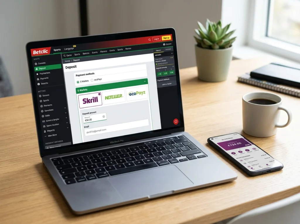 Processus de dépôt Skrill chez Betclic et limites pour les parieurs français